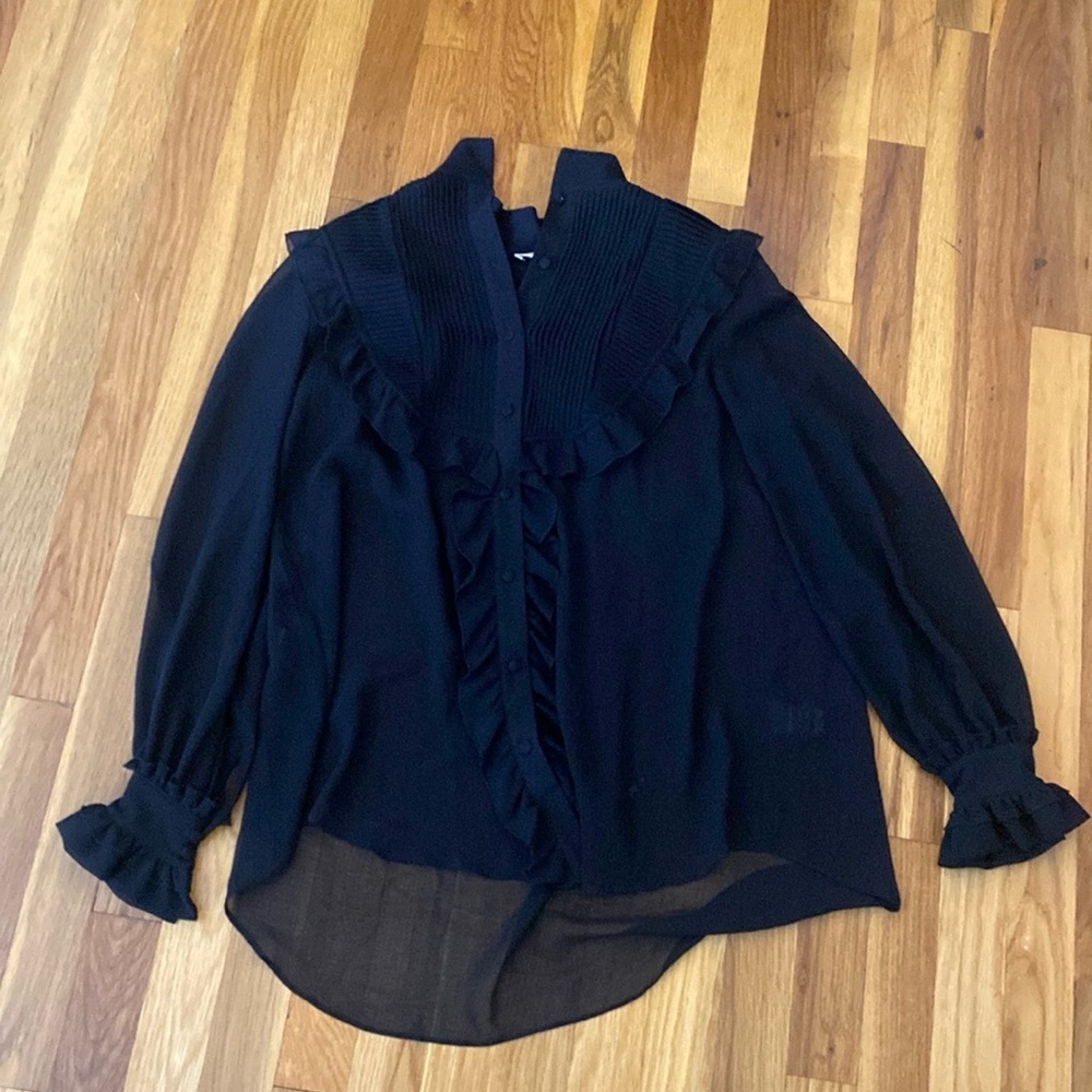 For Love and Lemons Women’s Black Mesh Long Sleeve Shirt Size XS